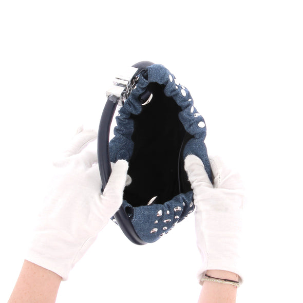 Sac "Domino mini" en denim et studs argentés