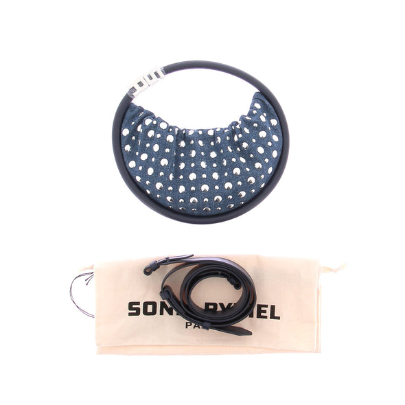 Sac "Domino mini" en denim et studs argentés