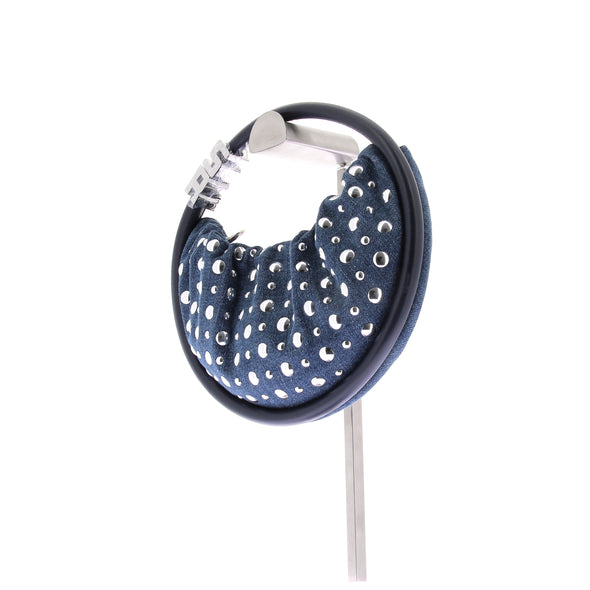 Sac "Domino mini" en denim et studs argentés