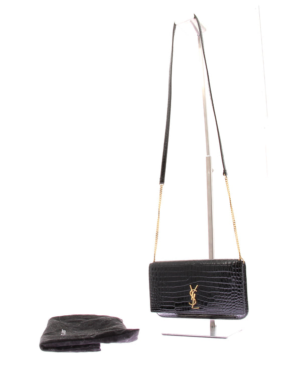 Pochette "Cassandre" en cuir embossé noir