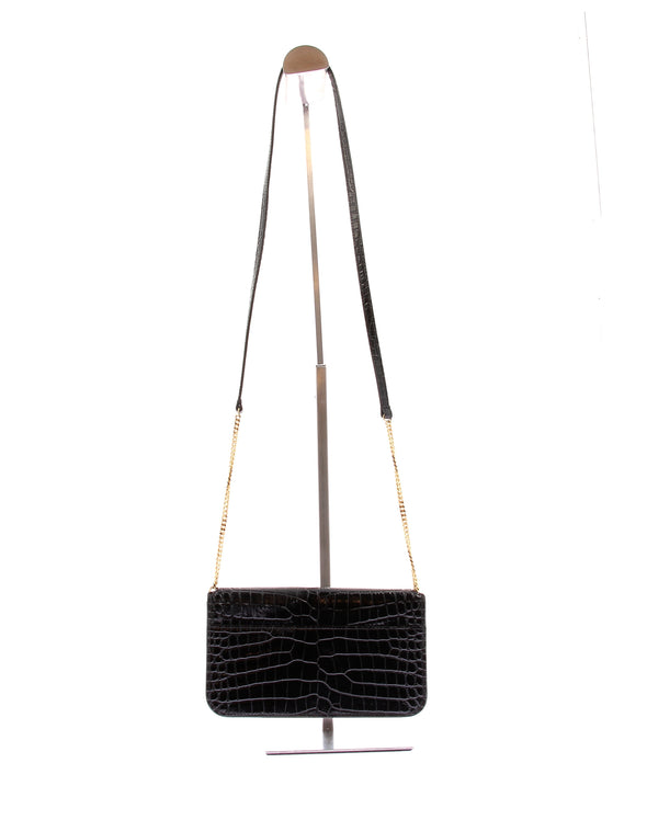 Pochette "Cassandre" en cuir embossé noir