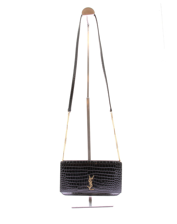 Pochette "Cassandre" en cuir embossé noir