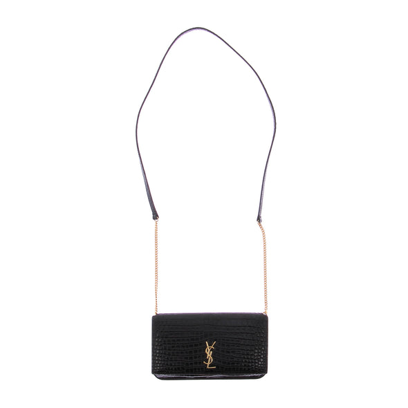 Pochette "Cassandre" en cuir embossé noir