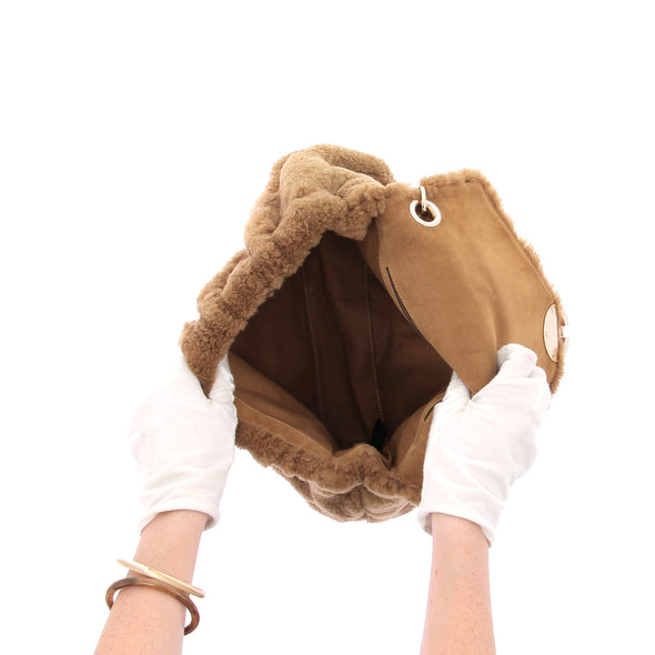 Sac en fourrure synthétique camel