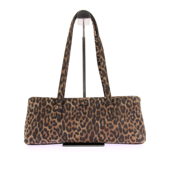 Sac "90's" allongé en cuir léopard