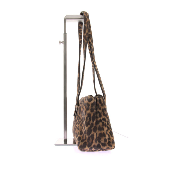 Sac "90's" allongé en cuir léopard