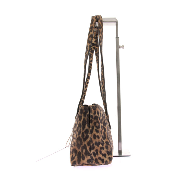Sac "90's" allongé en cuir léopard