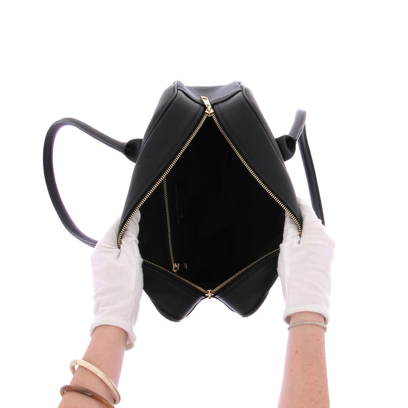 Sac porté épaule "Fiona" en cuir noir