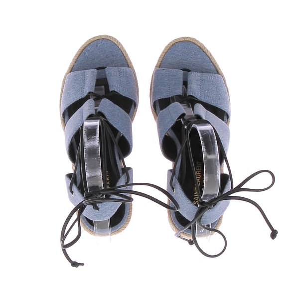 Sandales compensées en denim