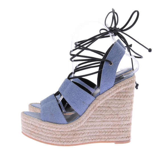 Sandales compensées en denim