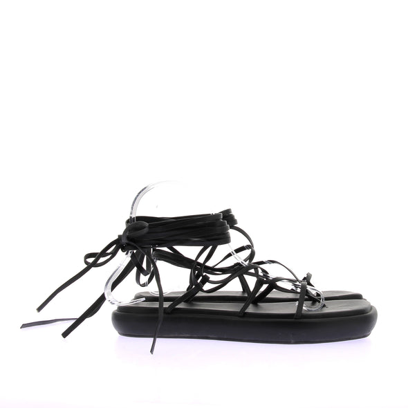 Sandales spartiates en cuir noir