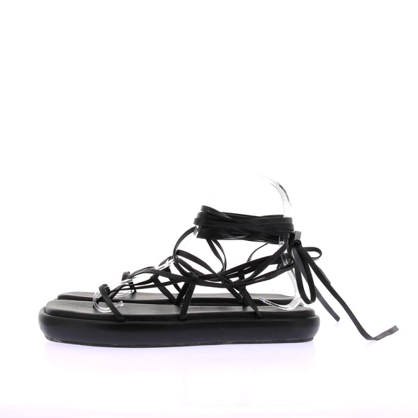 Sandales spartiates en cuir noir