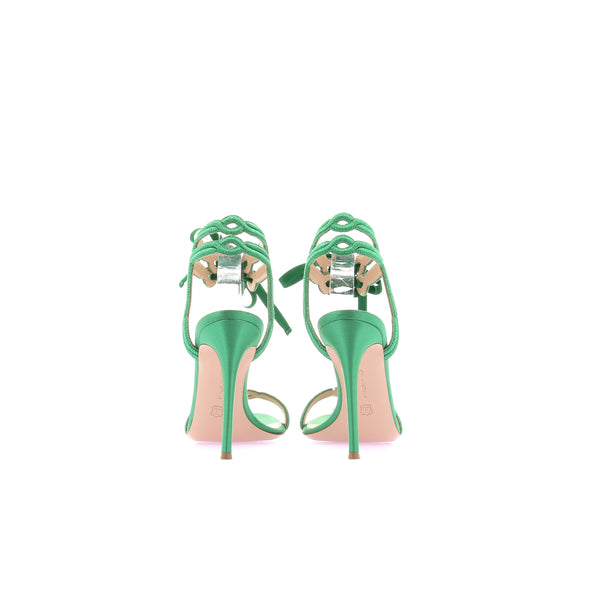 Sandales à talons en cuir vert irisé