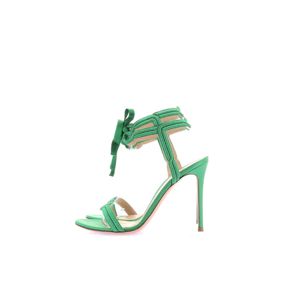 Sandales à talons en cuir vert irisé