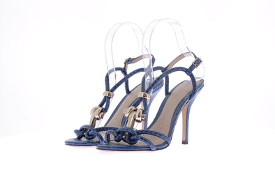 Sandales en cuir écailles bleu