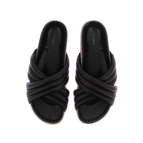 Mules en cuir noir