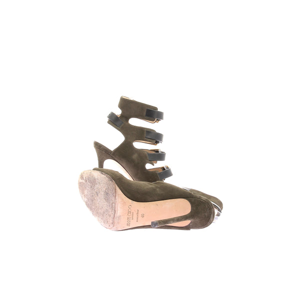 Sandales à talons bi-matières