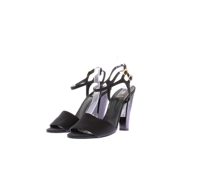 Sandales à talons en cuir noir