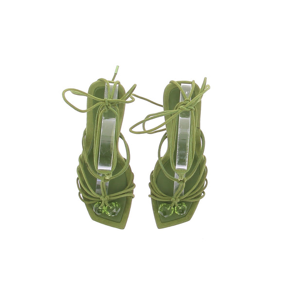 Sandales à talons "Jemma 90 Suede Matcha"