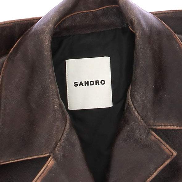 Veste en cuir marron