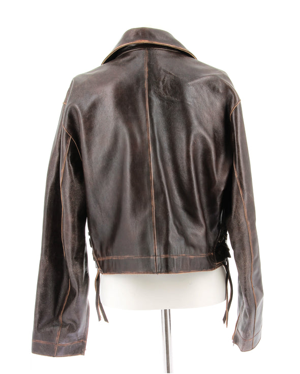 Veste en cuir marron
