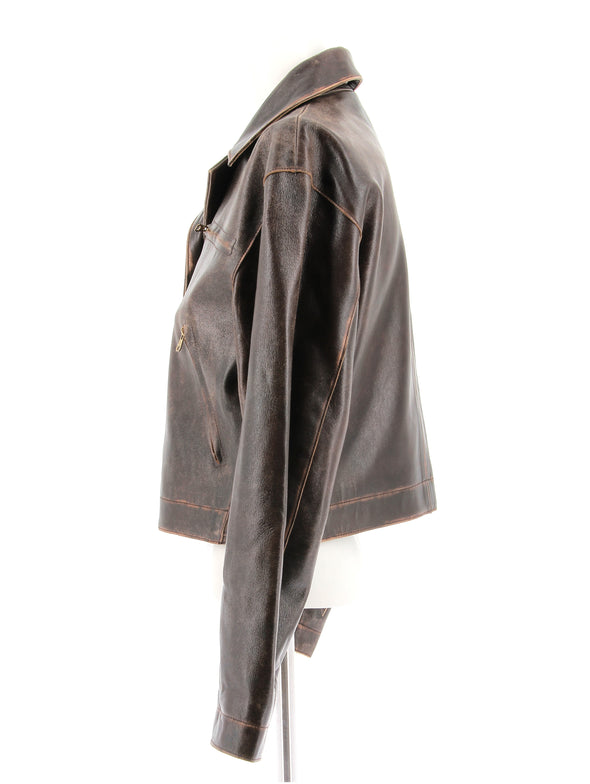 Veste en cuir marron