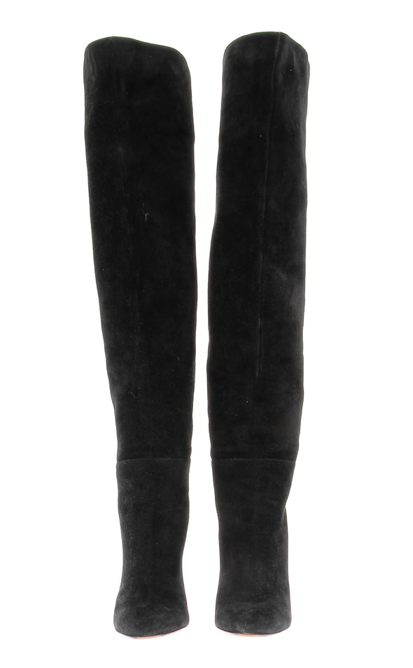 Cuissardes noires en daim