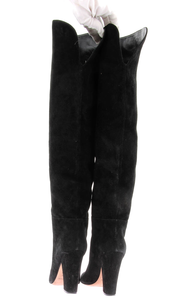 Cuissardes noires en daim