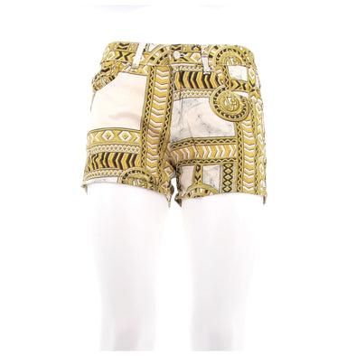 Short blanc à motifs dorés