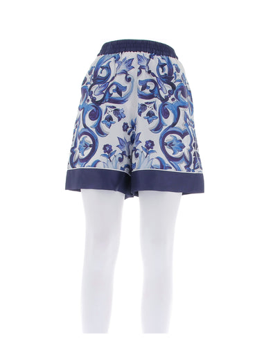 Short bleu en soie