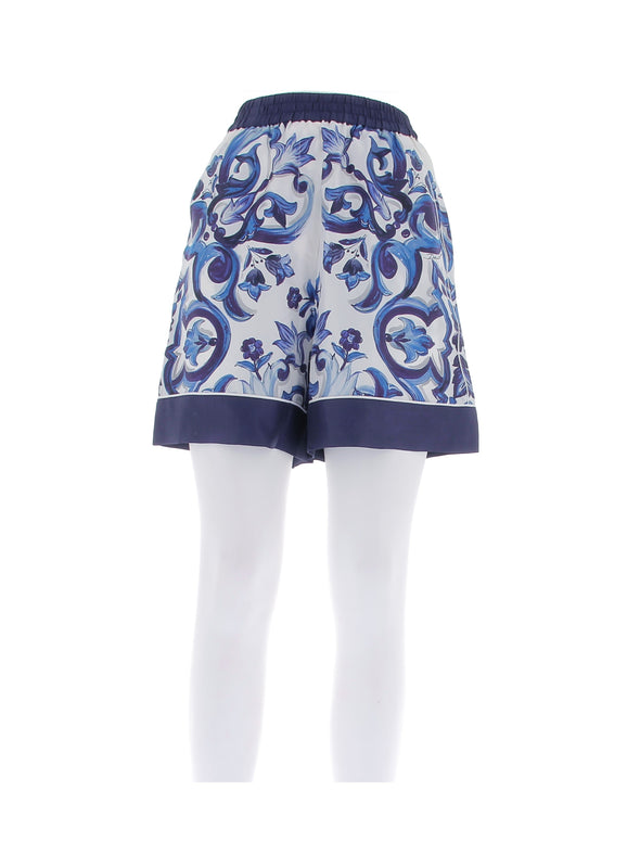 Short bleu en soie
