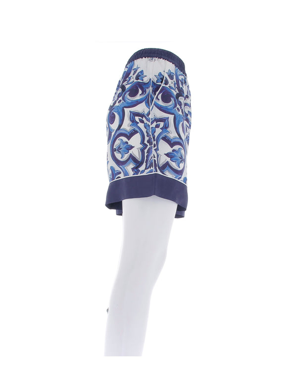 Short bleu en soie