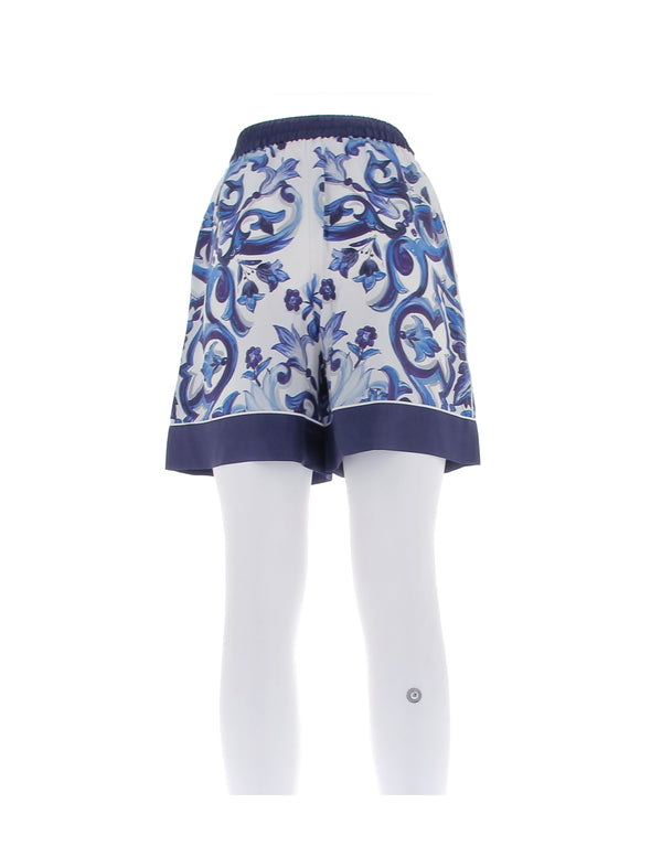 Short bleu en soie