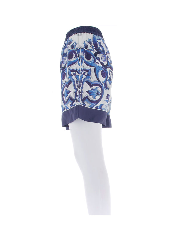 Short bleu en soie
