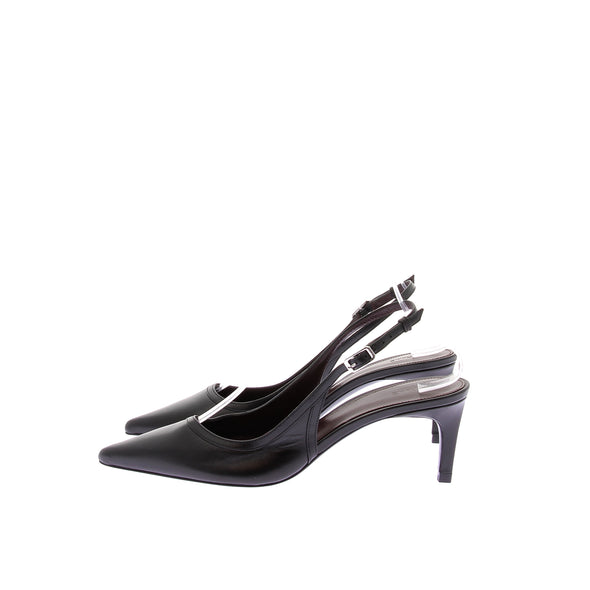 Escarpins slingback en cuir noir
