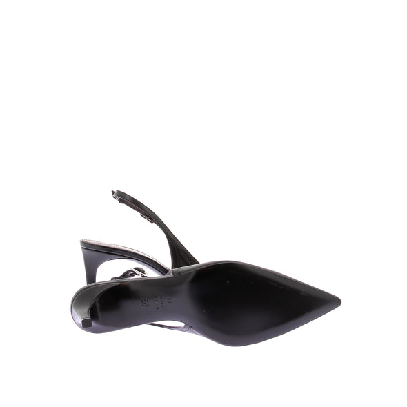Escarpins slingback en cuir noir