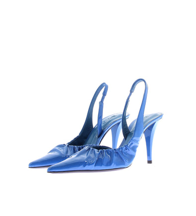 Slingbacks en cuir vernis bleu