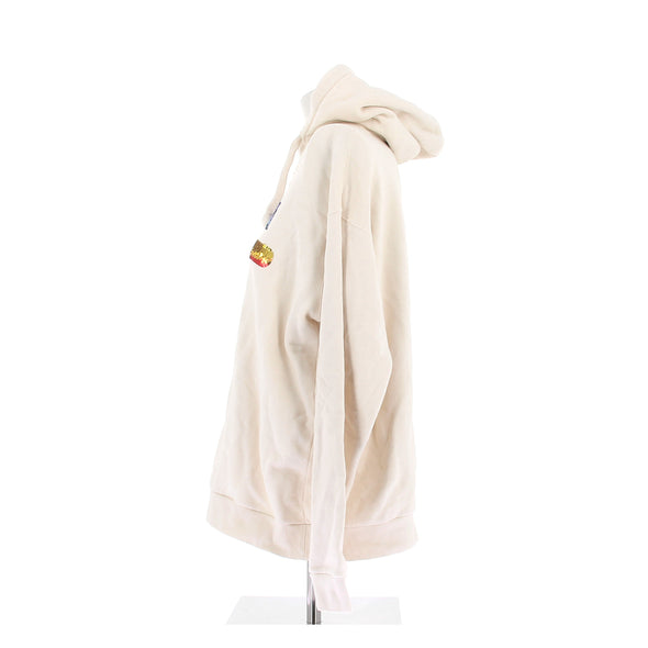 Sweatshirt à capuche beige à strass