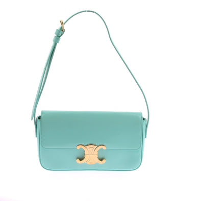 Sac à main "Triomphe" en cuir turquoise