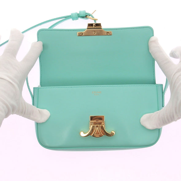 Sac à main "Triomphe" en cuir turquoise