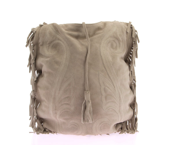 Sac en daim beige à franges