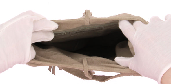 Sac en daim beige à franges