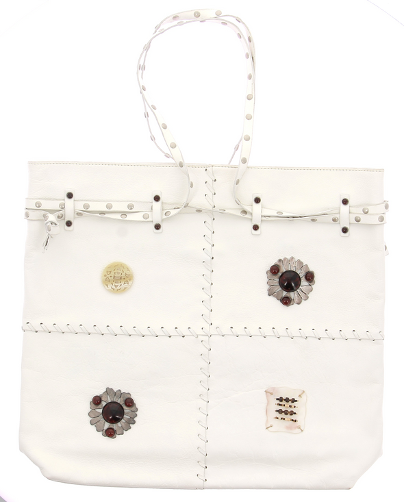 Sac blanc imprimé fleur
