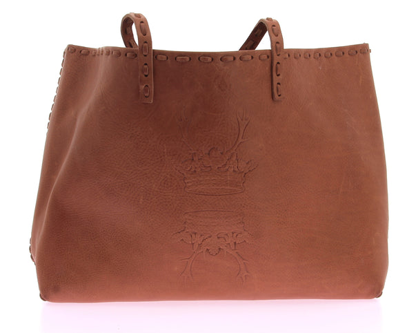 Sac cabas marron imprimé couronne