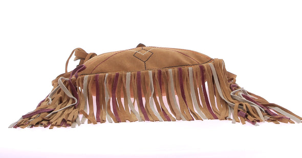 Sac bandoulière camel à franges