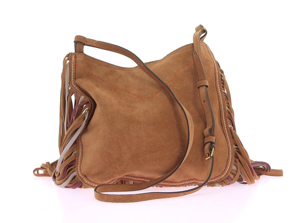 Sac bandoulière camel à franges