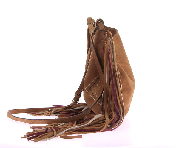 Sac bandoulière camel à franges