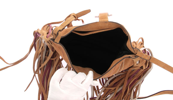 Sac bandoulière camel à franges