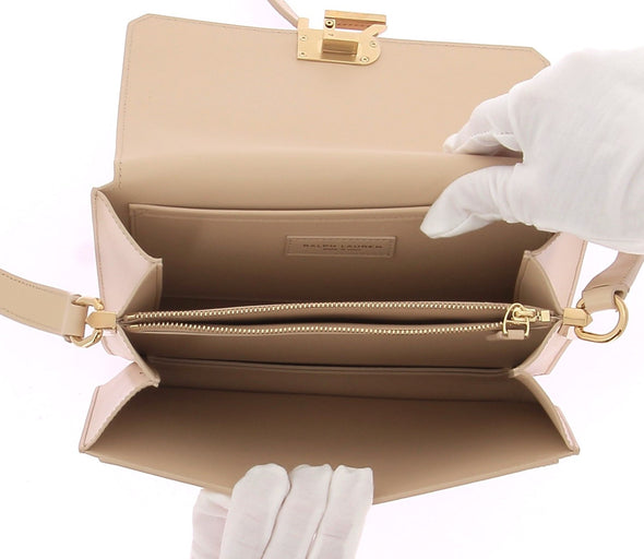 Sac à bandoulière beige "RL 888" en cuir Box Calf