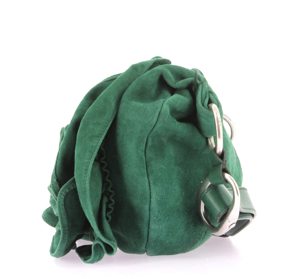 Sac vert en daim à fleur "Nadja"